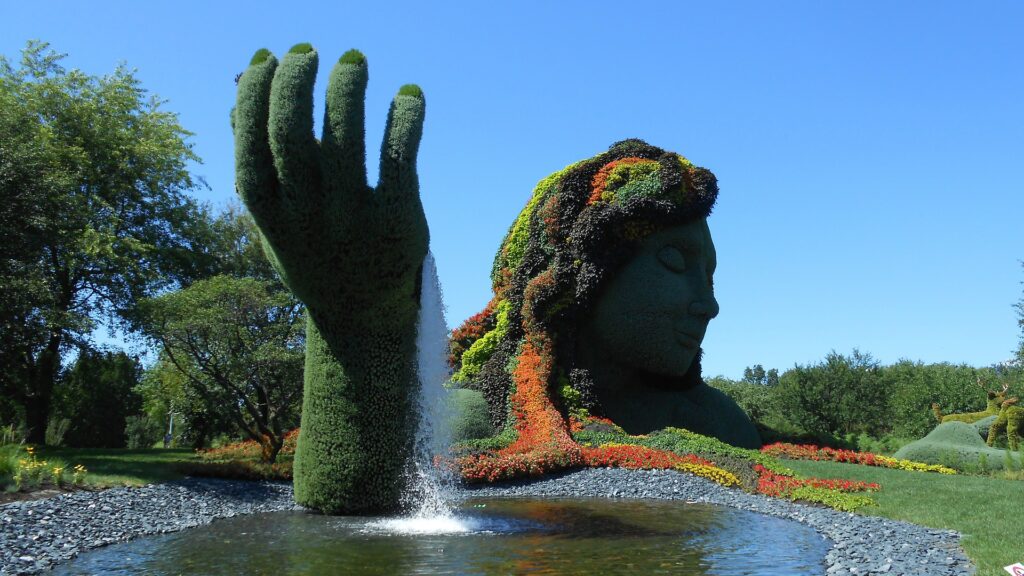 Foto de estátua no Jardim Botânico de Montreal