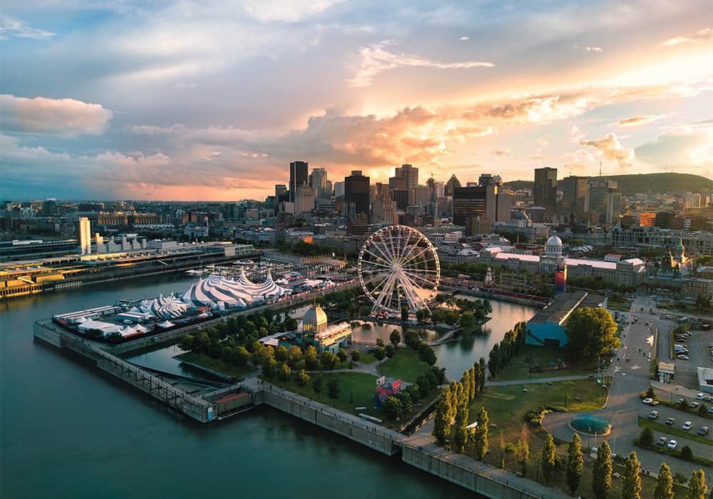 Vista aérea da cidade de Montréal, no Canadá