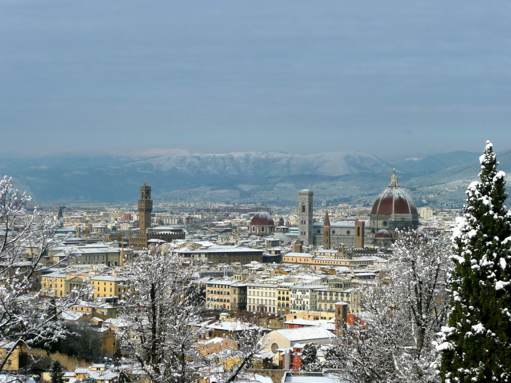 Vista aérea da cidade de Florença no inverno