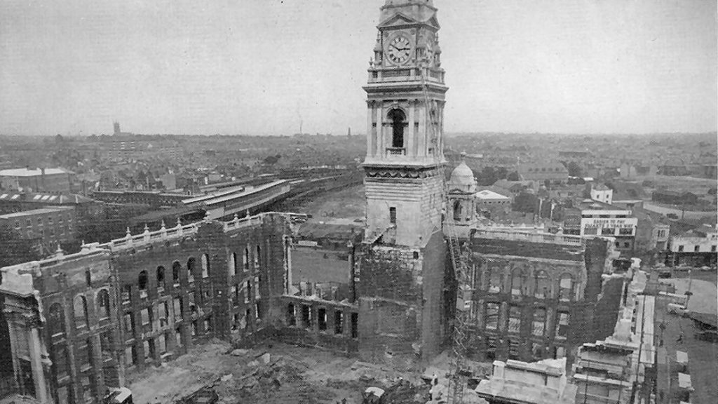 Fotografia história em preto e branco da cidade de Portsmouth